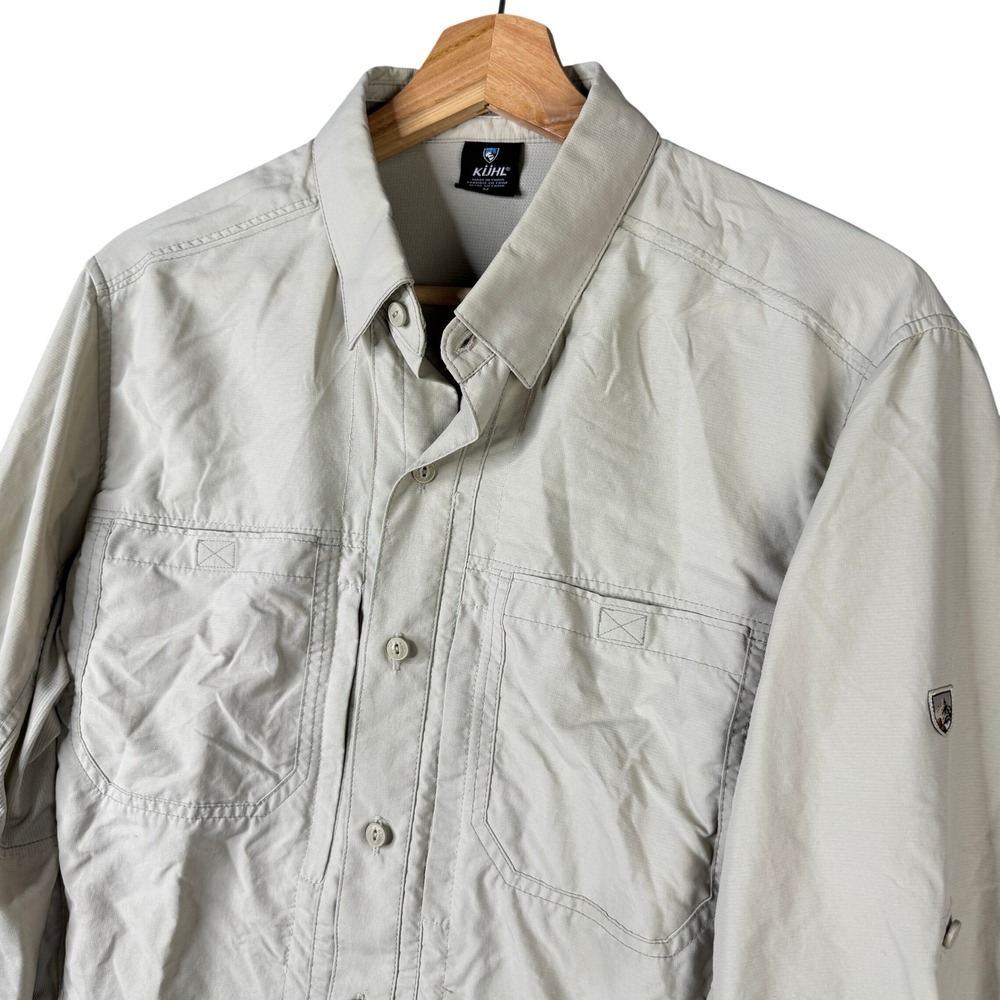 KUHL Airspeed Long Sleeve Shirt Mens Medium Khaki Sun Protection Hiking 7291